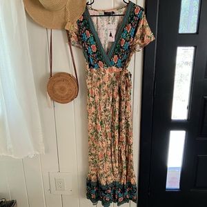YESICA bohemian printed maxi dress